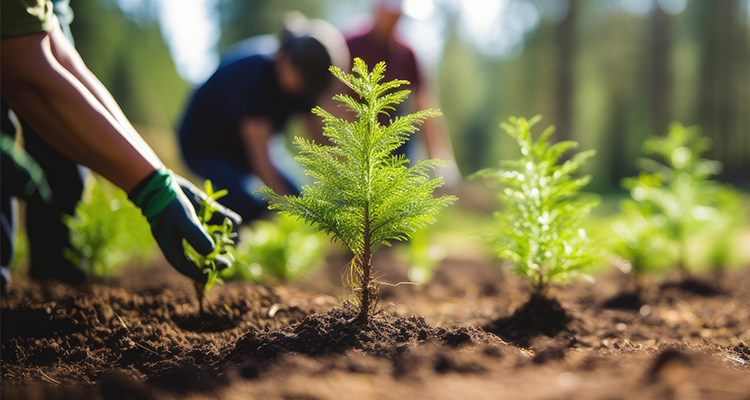 伐採された跡地に緑を戻すお仕事